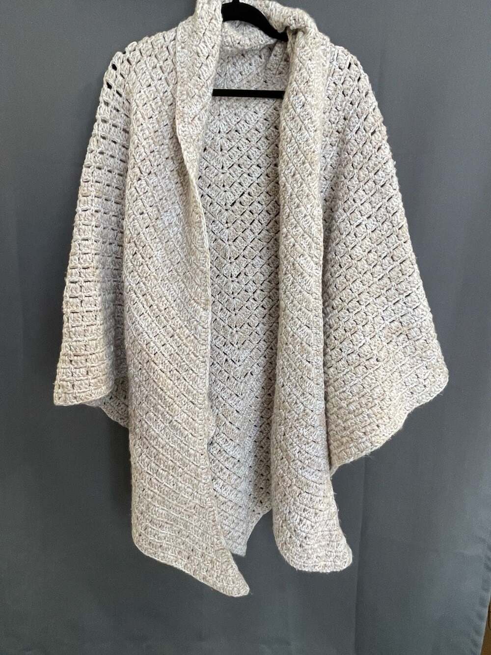 Handmade Crochet Wrap Shawl Cardigan Heather Beige
